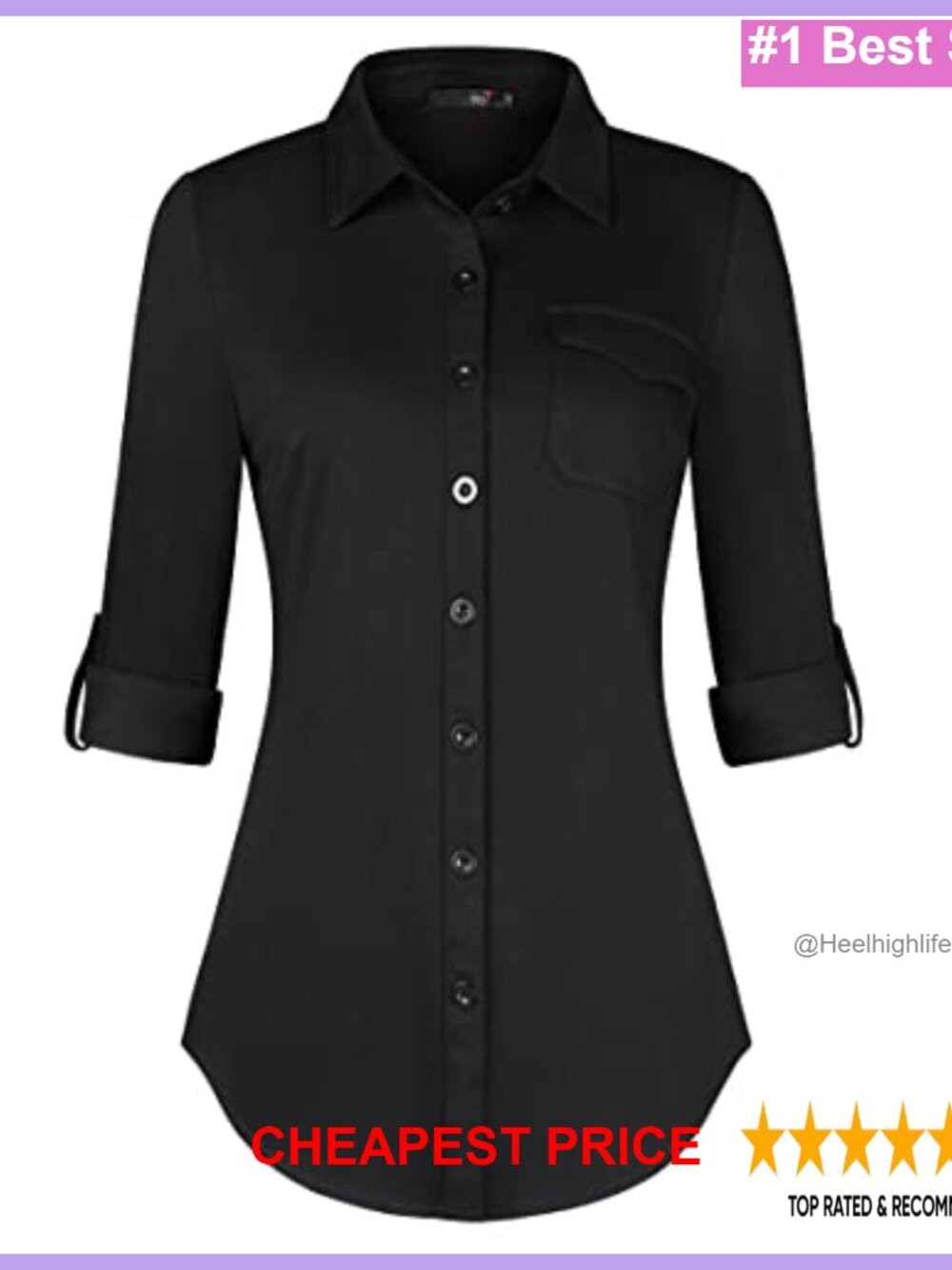 Womens Button Down Shirt Soft Knitted Stretchy Roll Up Long Sleeve Casual Work